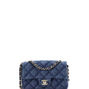 Chanel Mini Classic Single Flap Bag 3D Quilt Printed Denim